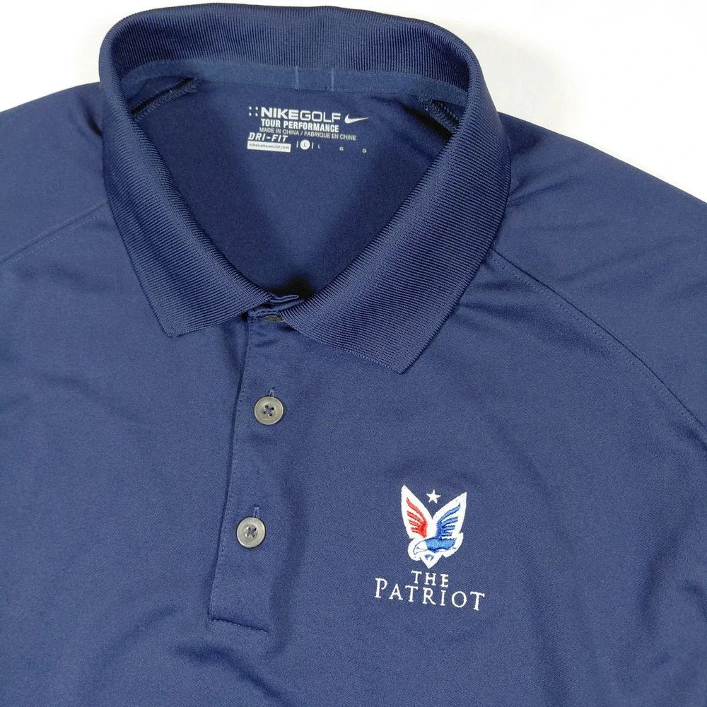 Nike Golf Tour Performance Dri-Fit Polo Shirt Navy Blue The Patriot Mens Large‎